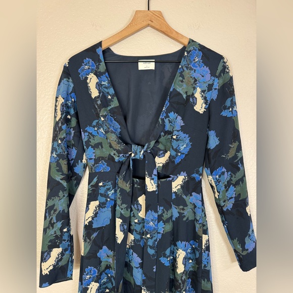 Aritzia Wilfred Aubagne Black Blue Green Cutout Long Sleeve Midi Dress size 4 - Picture 9 of 14